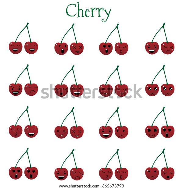 Cherry Emoji Set Smiley Stickers Stock Vector Royalty Free Cherry Emoji Set Smiley Stickers Stock Vector Royalty Free