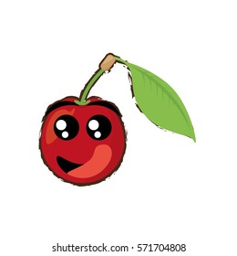 cherry expressions hungry face icon, vector illustration
