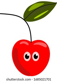 Cereza con los ojos. Berry. Ilustración vectorial para tarjetas de felicitación, diseño temático, carteles, etc.