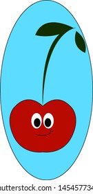 Cherry with eyes, illustration, vector on white background.