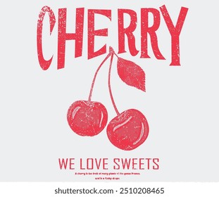 Cherry farm artwork. Love you cherry much. Cherry fruit print. Nature fruit club print design. Organic food artwork for for t-shirt. Fruit vintage t-shirt design.