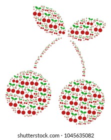 Cherry figure designed in the group of cherry pictograms. Vector iconized composition done with simple pictograms.