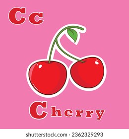 ilustración vectorial del alfabeto de la tarjeta flashcard de cereza