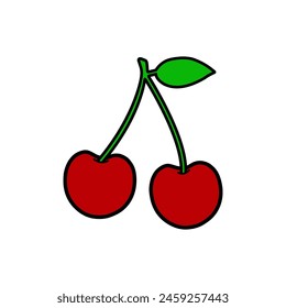 cherry in flat color. Great for your graphic materials and suitable for digital use
