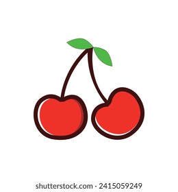 Cherry flat design ripe from the tree vector art