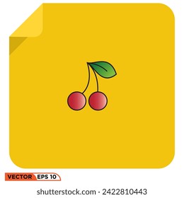 Cherry flat icon design vector graphic of template, sign and symbol