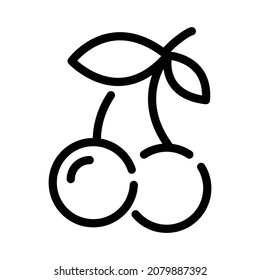 Cherry flat icon. Pictogram for web. Line stroke. Isolated on white background. Vector eps10