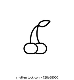 Cherry flat icon. Single high quality outline symbol of gambling for web design or mobile app. Thin line signs of casino for design logo, visit card, etc. Outline logo of lottery.