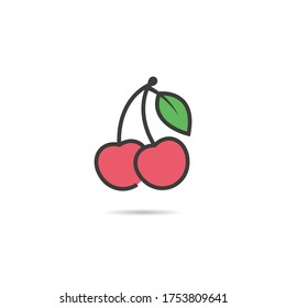 Cherry flat line icon, vector.