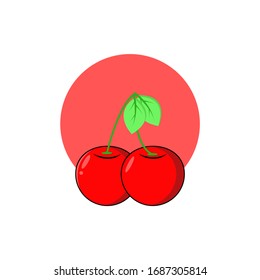 cherry flat logo design. vector illustration cherry - fresh fruit, god for logo, icon symbol etc. flat design cartoon style