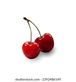 Cherry in flat style. cherry 3d icon design illustration