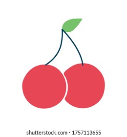 cherry flat style icon design, Fruit healthy organic food sweet and nature theme Vector illustration