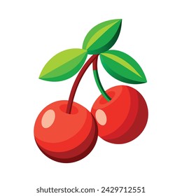Ilustración de vector plano de cereza sobre fondo blanco