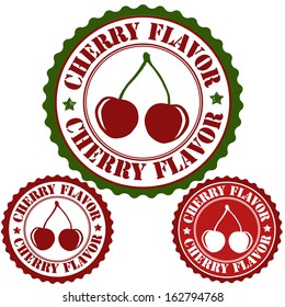 Cherry Flavor Set Of Rubber Stamps, Vector Illustration