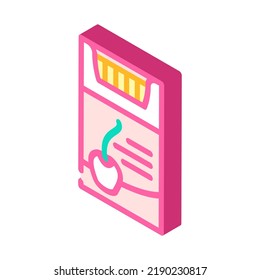 Cherry Flavored Cigarettes Isometric Icon Vector. Cherry Flavored Cigarettes Sign. Isolated Symbol Illustration