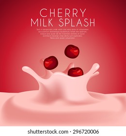 Cherry Flavored Milk Label Template : Vector Illustration