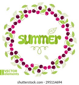 cherry floral frame. Vector illustration