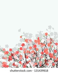 Cherry flower background with room for text