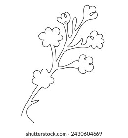 Cherry flower continuous one line drawing