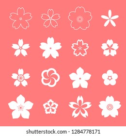 
Cherry flower icon set