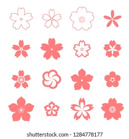 
Cherry flower icon set
