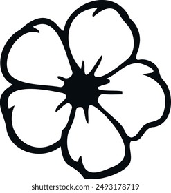 Flor de cerezo arte de línea. Flores dibujadas a mano aisladas planas. Ilustración vectorial.