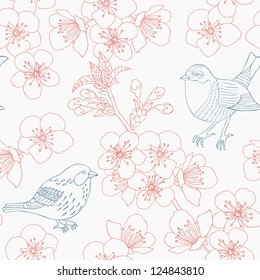 cherry flower seamless pattern