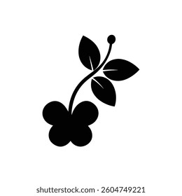 Cherry flower silhouette on white background