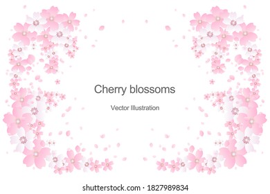 Cherry flowers frame design. Graphic material based on cherry blossom pattern.