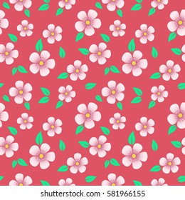 Cherry flowers seamless pattern