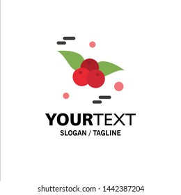 Cherry, Food, Fruit Business Logo Template. Flat Color