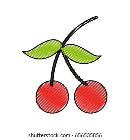 cherry fresh fruit isolated icon