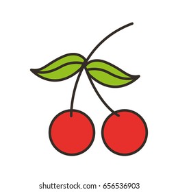 cherry fresh fruit isolated icon