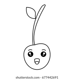cherry fresh fruit kawaii character