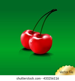 cherry- fresh fruit & vegetables illustration. red color, vector file