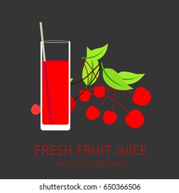 cherry fresh juice, vector background, healthy eating, postcard