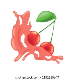 cherry fresh splash icon isolated