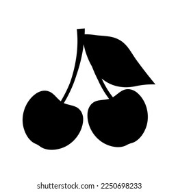 silueta negra de frutos de cerezo, icono de vector llano simple y llano, frutas