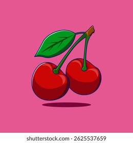 cherry fruit cartoon icon illustration