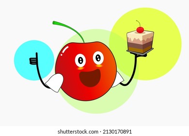 cherry fruit cartoon vector cute