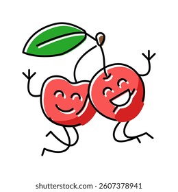cherry fruit character color icon vector. cherry fruit character sign. isolated symbol illustration