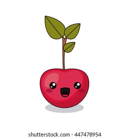cherry fruit character isolated icon design