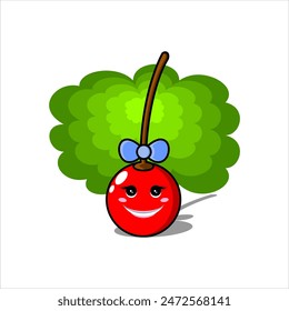 cherry fruit character kiss vector