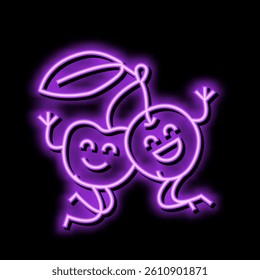 cherry fruit character neon light sign vector. cherry fruit character illustration