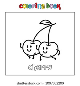 cherry fruit coloring page book illustration outline vector download
