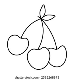 Cherry fruit Coloring Page book illustration