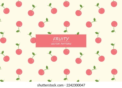 Cherry fruit cute design seamless repeat vector pattern