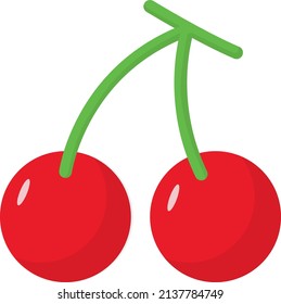 Cherry Fruit Cute Flat Illustration
