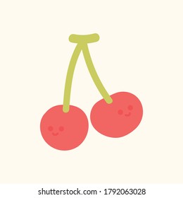 cherry fruit cute kawaii vector