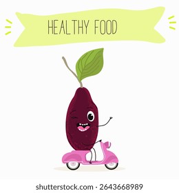 Cherry, fruit, dogwood, cornelian, cornus, funny cheerful characters. Vector hand drawn  illistration.